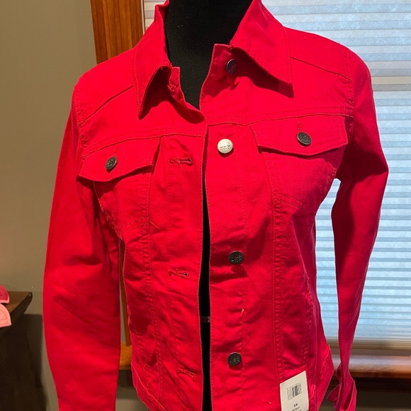 Red Denim Jean jacket, size x small ladies, new with tags! - Picture 1 of 7